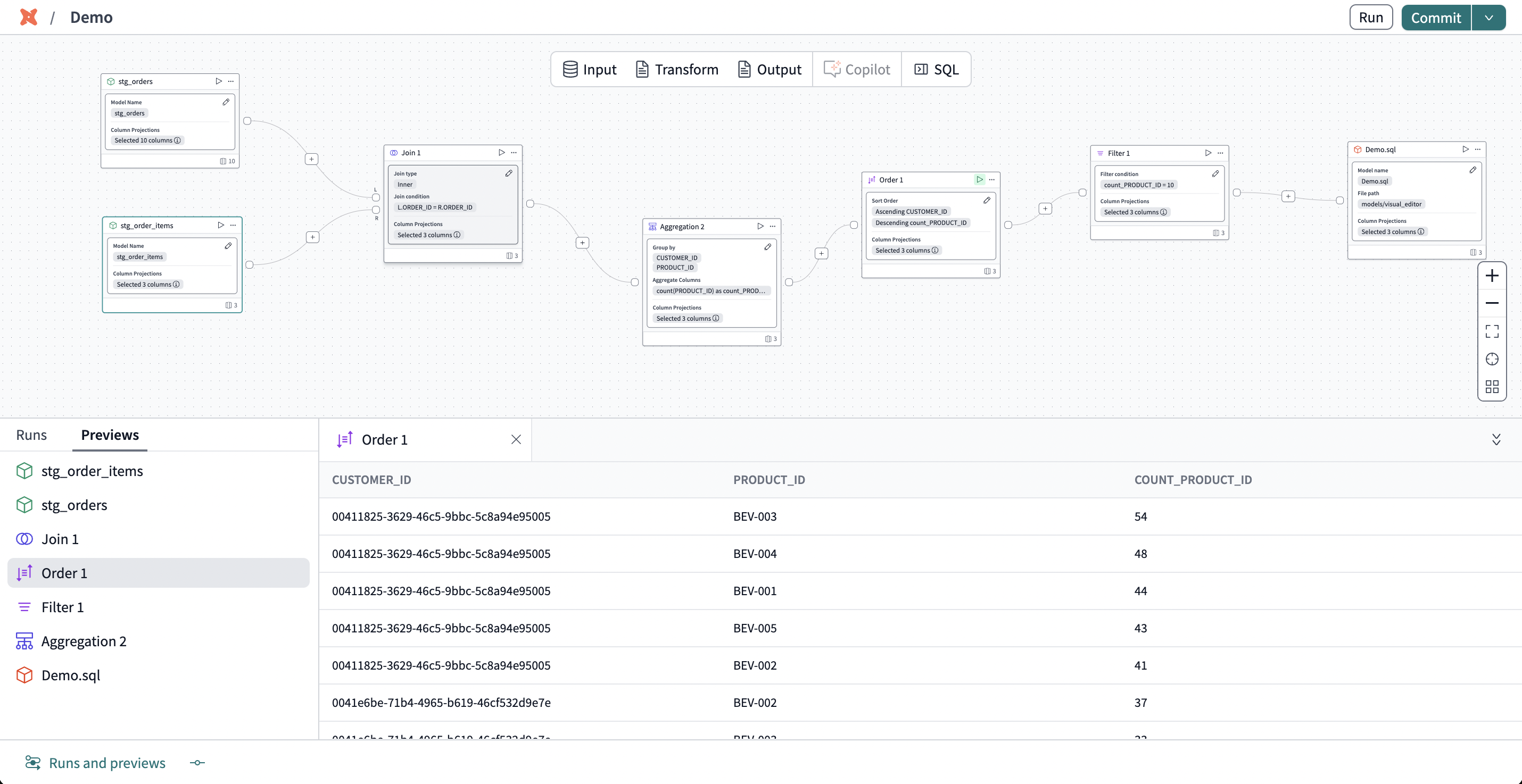 Visual editor interface that contains a node toolbar and canvas.